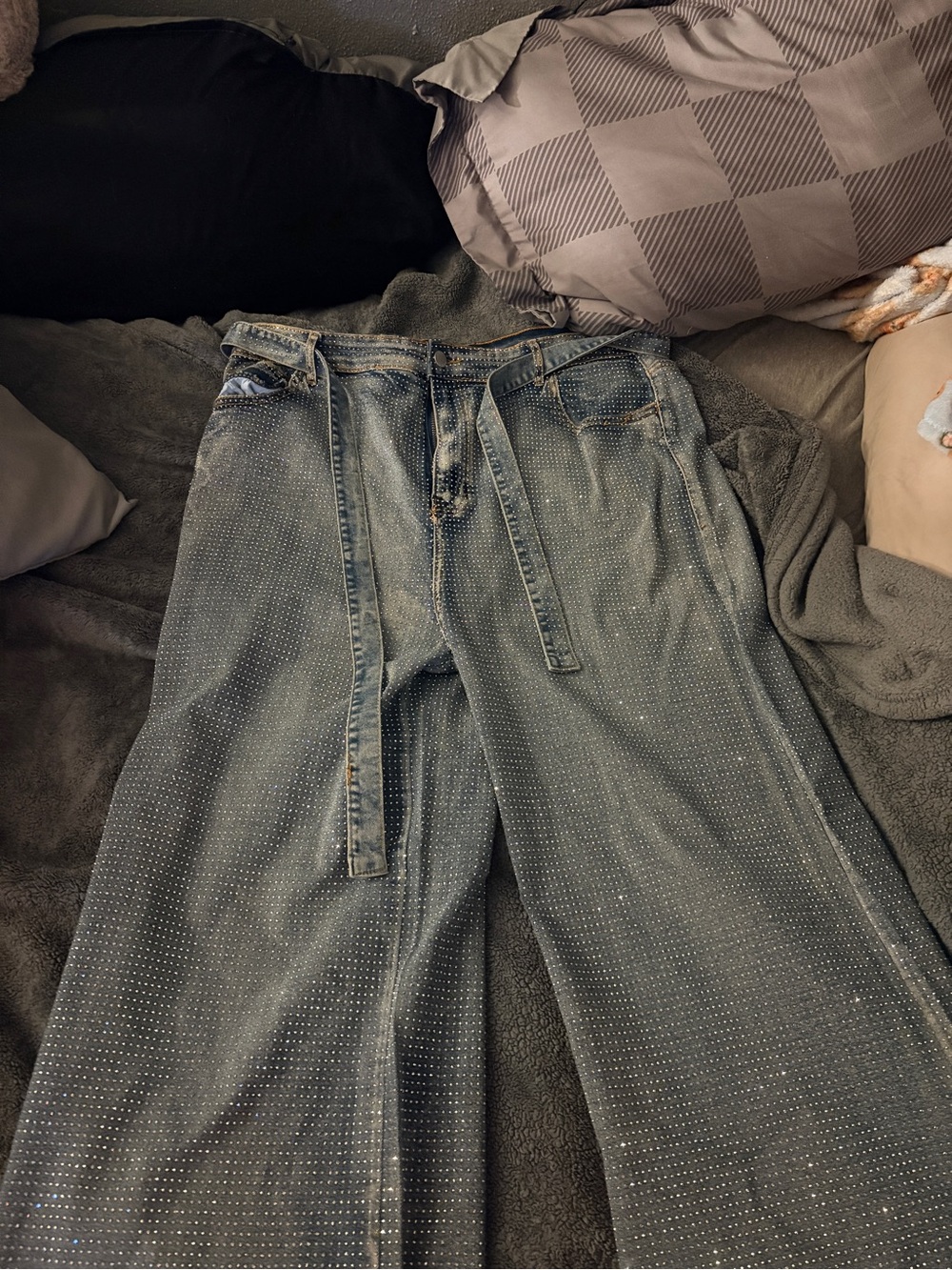 Daisy Blue Denim Jeans with Silver Stud Accents